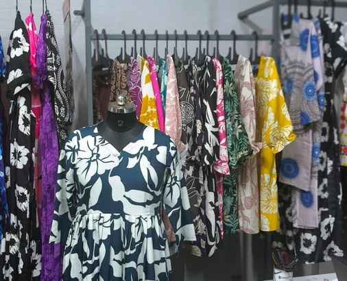 finished floral dresses on display finished floral dresses on display